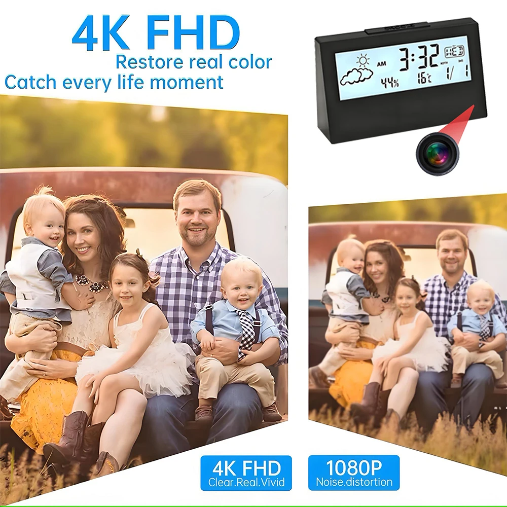 4K WiFi Clock Camera with Moti - đánh giá và giá Smart Home Cctv